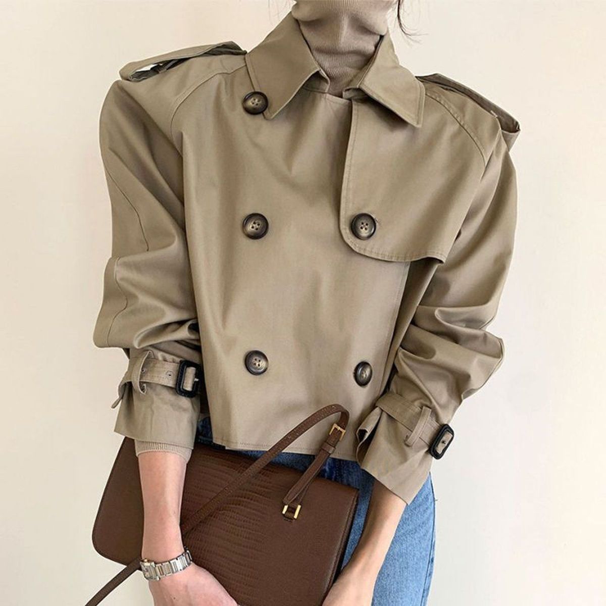 TIOZONEY - Chaqueta de mujer de primavera - Marrón