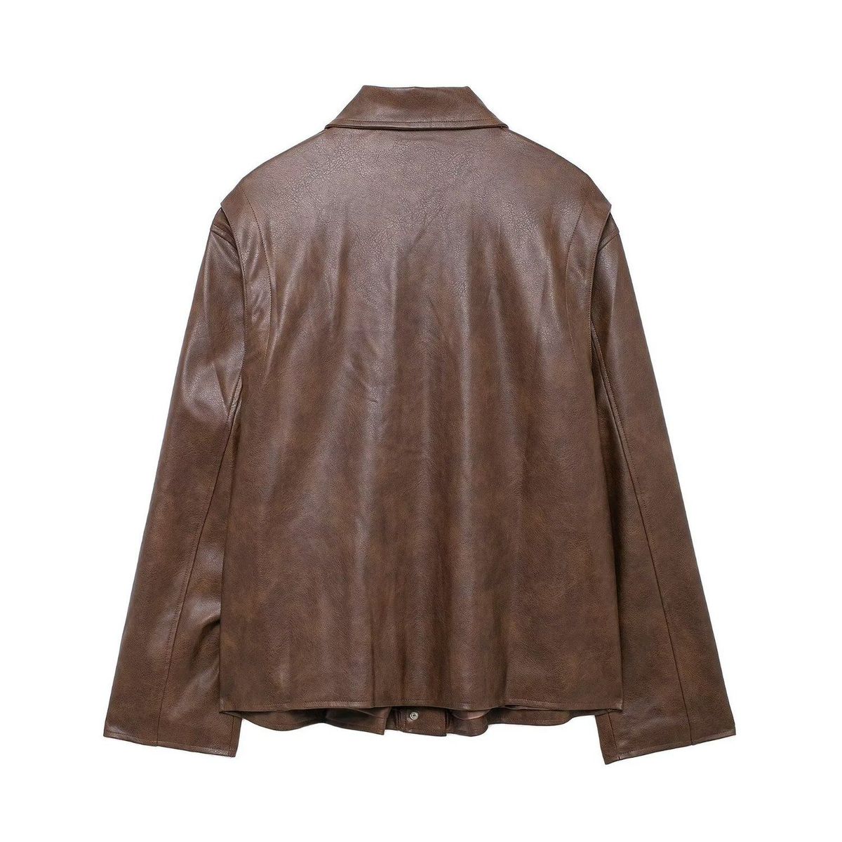 TIOZONEY - Chaqueta con cremallera de PU artificial para mujeres