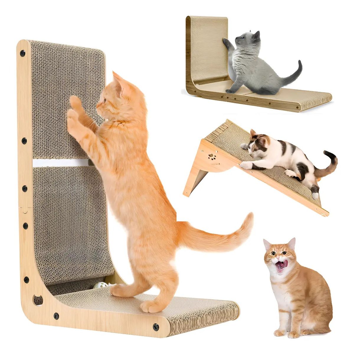 Rascador De Gato En Forma De L Con Pelota Juguete 60 x 39 x 26 cm, marca EVERSO - Foto Principal
