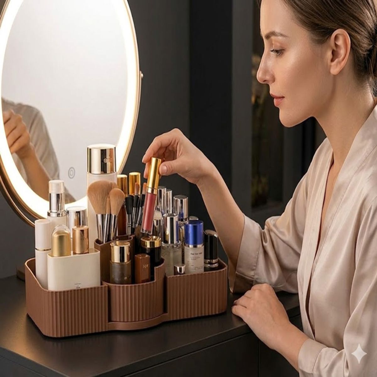 GENERICO - ORGANIZADOR DE MAQUILLAJE MARRON