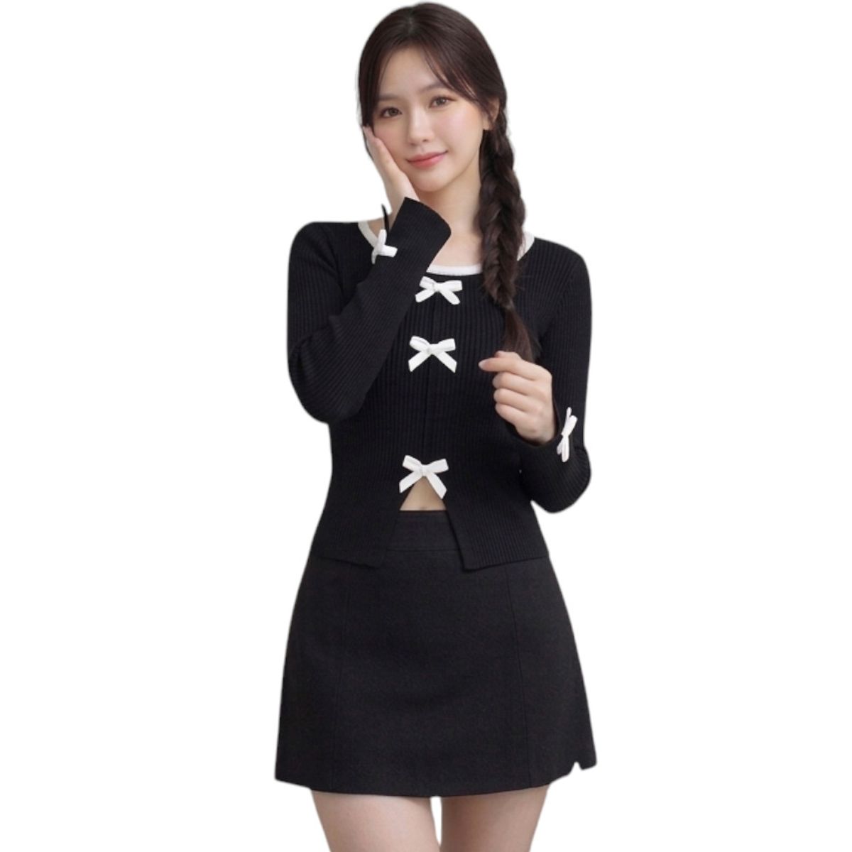 GENERICO - Polo Mujer Lazos Manga Larga Hilo Algodon Dom463G-18 Color Negro