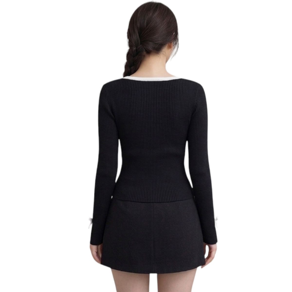 GENERICO - Polo Mujer Lazos Manga Larga Hilo Algodon Dom463G-18 Color Negro