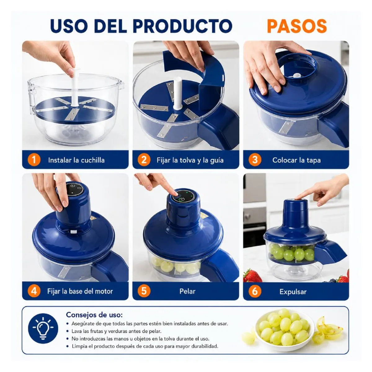 GENELEC - ¡PELADOR ELÉCTRICO RECARGABLE USB PARA FRUTAS Y VERDURAS PELA RÁPIDO, FÁCIL Y SIN ESFUERZO