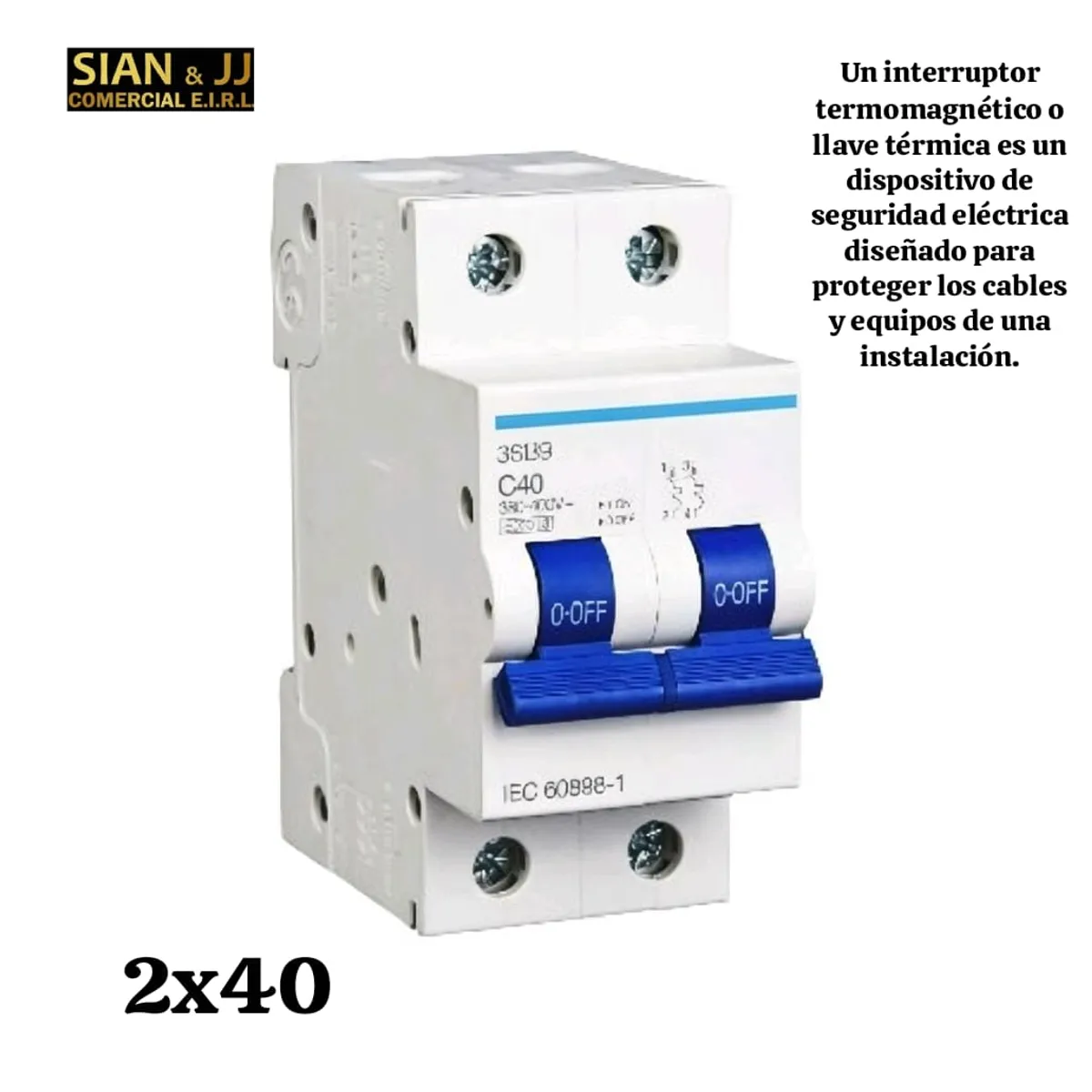 INTERRUPTOR TERMOMAGNETICO  2X40 AMP 220V /415V MARCA CELUX, marca GENERICO - Foto 2