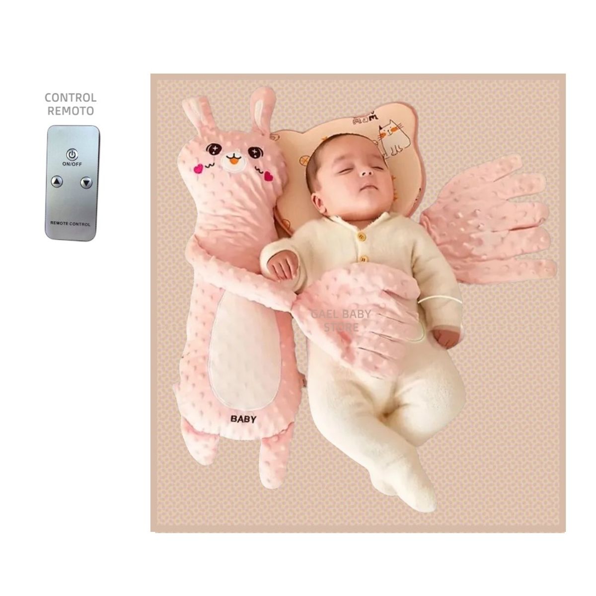PELUCHE CONEJO ELÉCTRICO FUNCIÓN PALMADITAS Y ABRAZOS CALMANTE PARA BEBÉS, marca GENERICO - Foto Principal