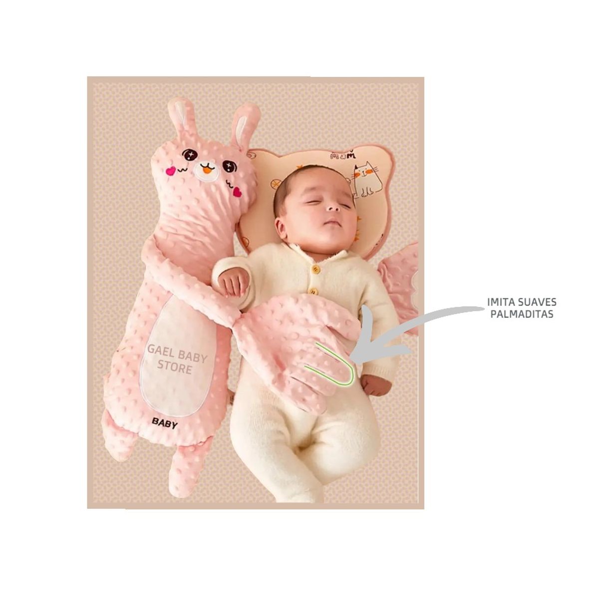 PELUCHE CONEJO ELÉCTRICO FUNCIÓN PALMADITAS Y ABRAZOS CALMANTE PARA BEBÉS, marca GENERICO - Foto 2