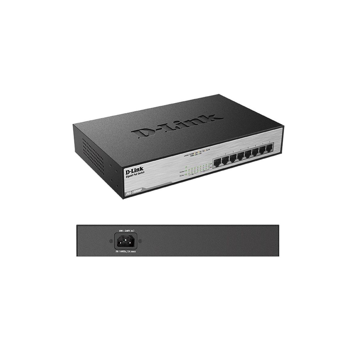 D LINK - Switch D-Link DGS-1008MP 8 RJ-45 10-100-1000 Mbps PoE