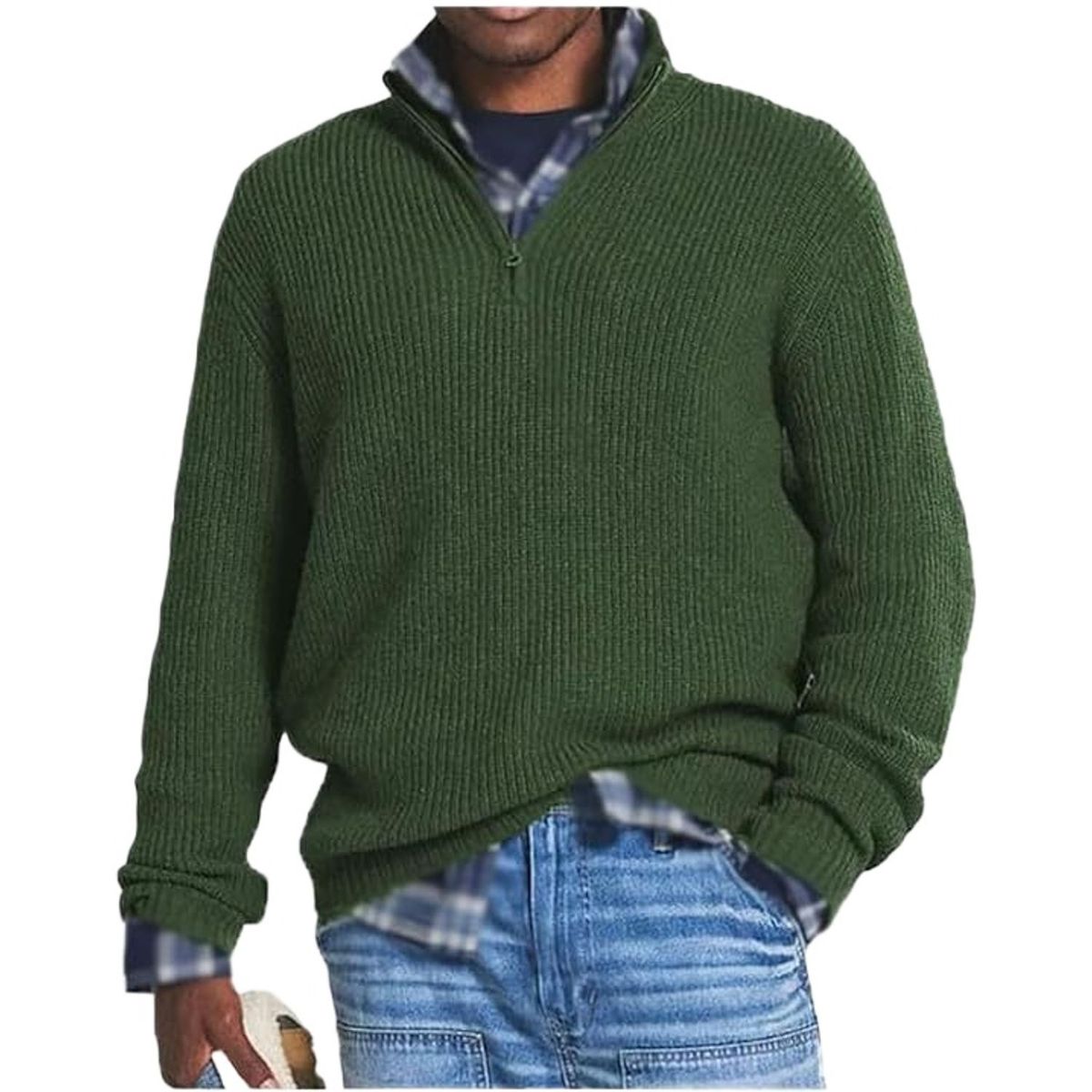TIOZONEY - Suéter de hombre con cremallera y cuello alto