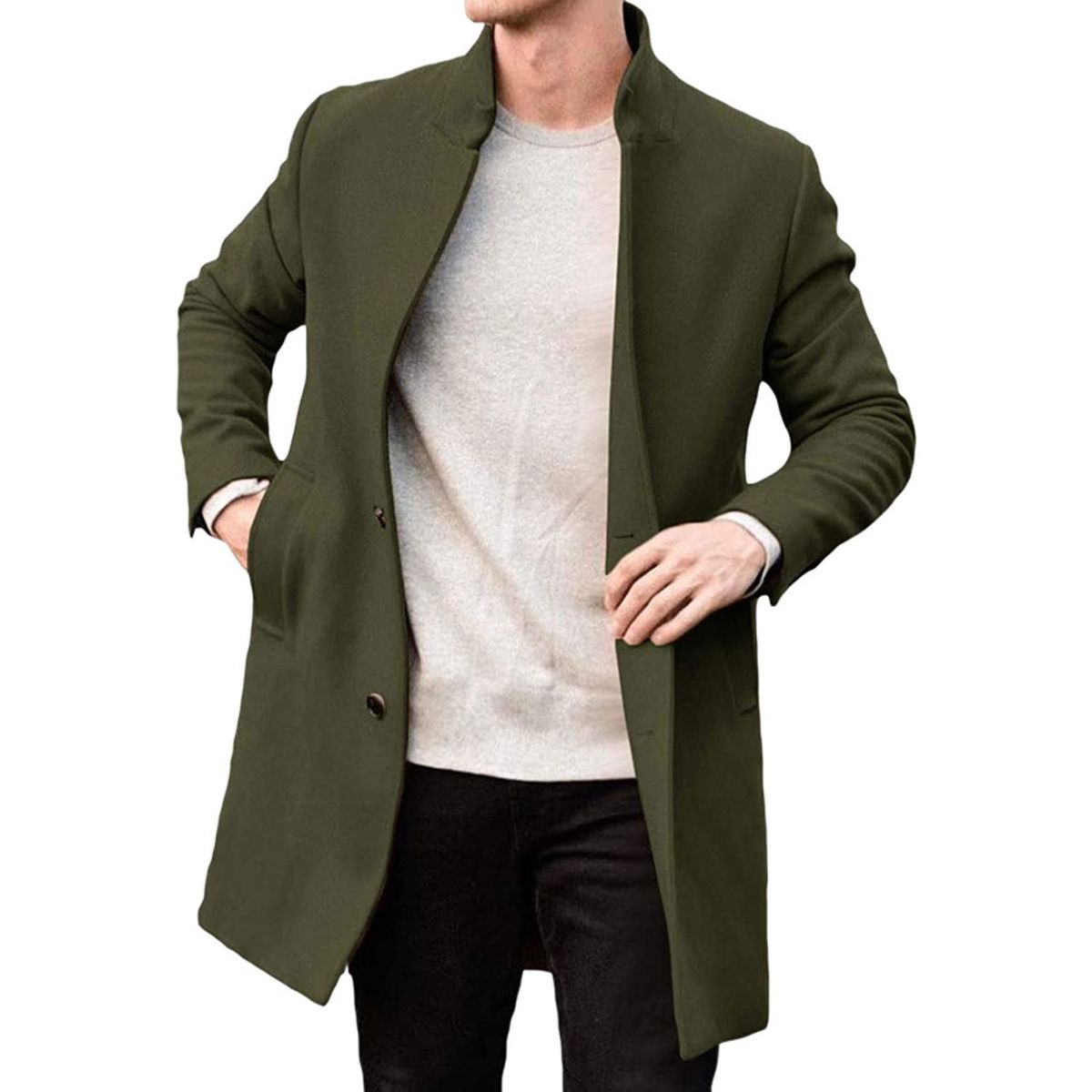 TIOZONEY - Gabardina de cuello para hombres