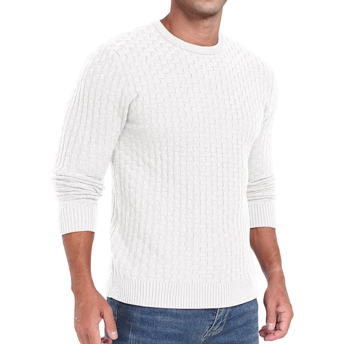 TIOZONEY - Suéter de hombre con cuello redondo
