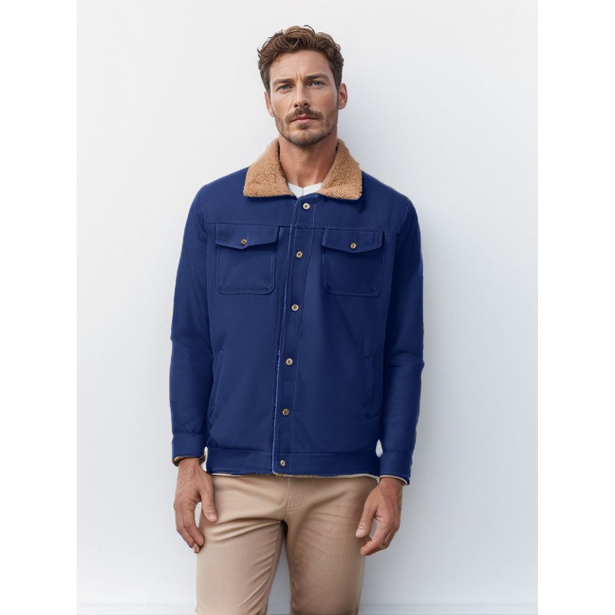 TIOZONEY - Chaqueta de solapa de invierno para hombres