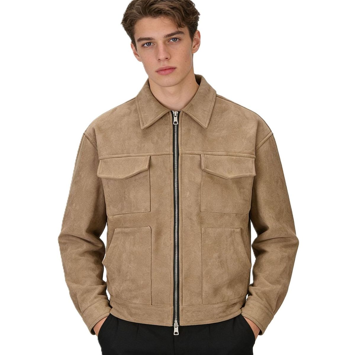 TIOZONEY - Abrigos para Hombre-Caqui