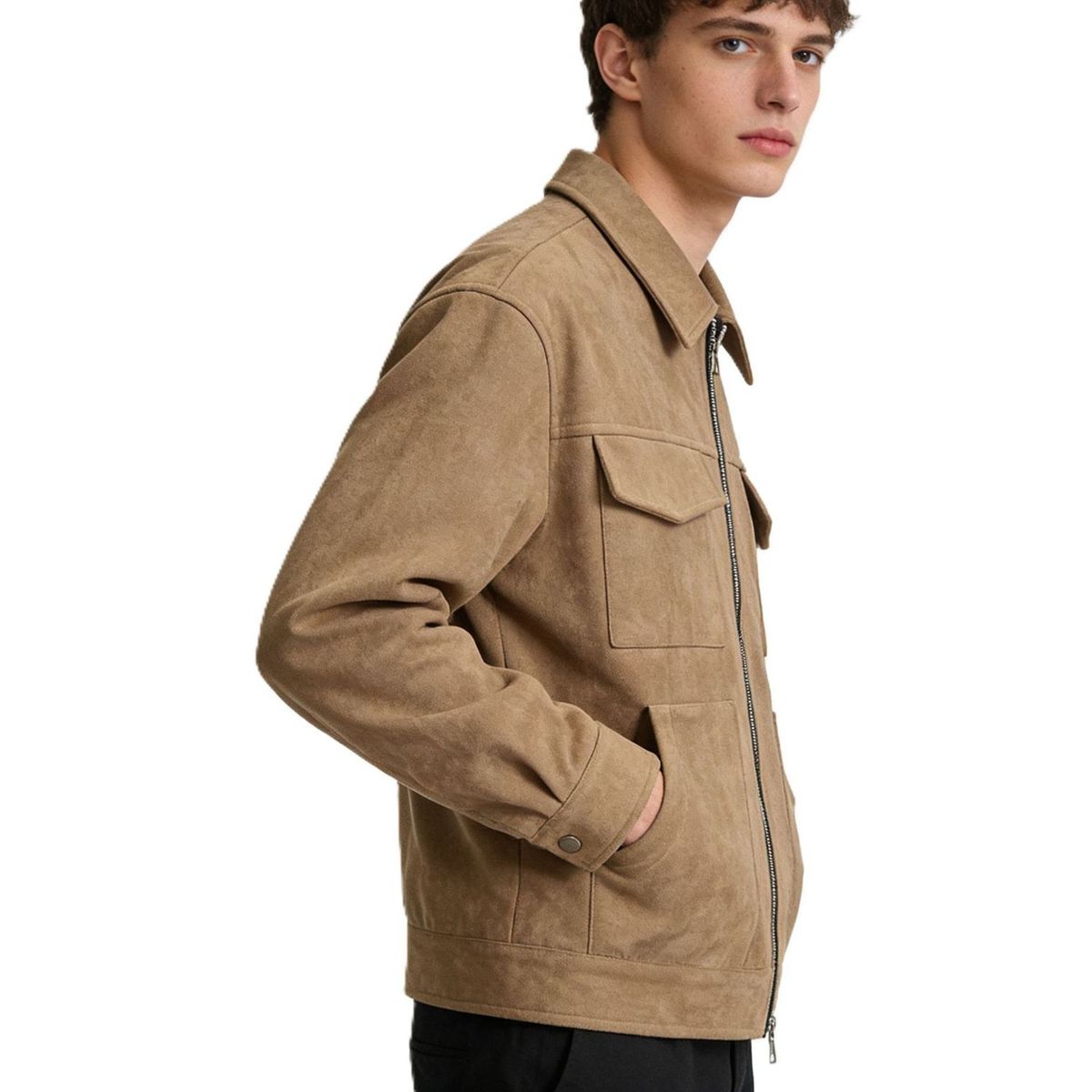 TIOZONEY - Abrigos para Hombre-Caqui