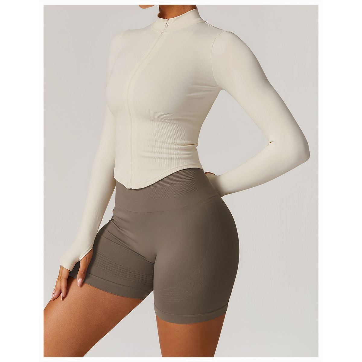 TIOZONEY - Chaqueta deportiva para mujer-Beige