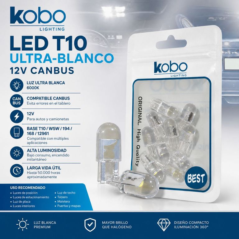 Foquito LED T10 Ultra Blanco 12V Canbus Para Auto OEM | Falabella Perú