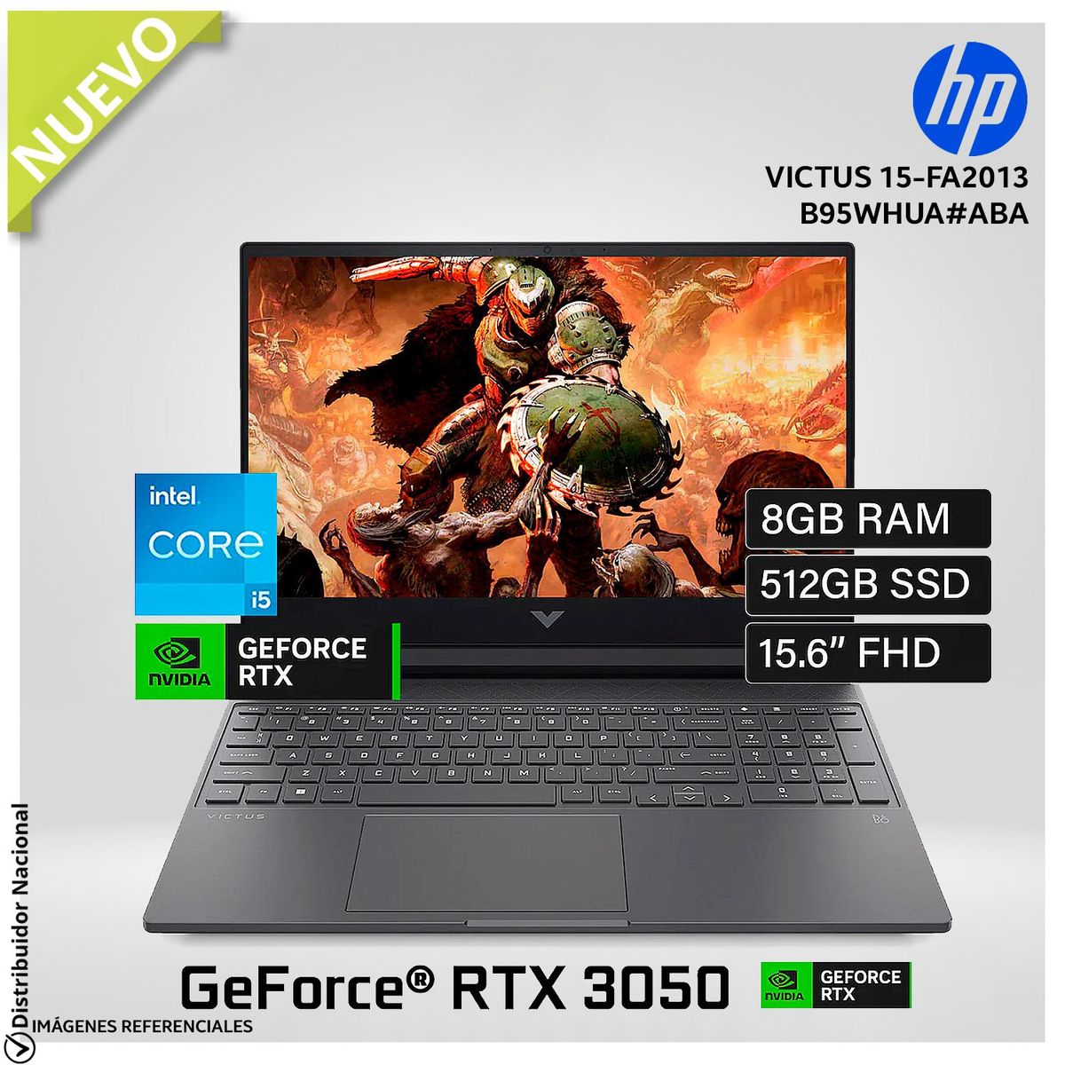 HP - Laptop Gamer HP Victus 15-FA2013DX Intel Core i5 13420H 8GB RAM 512GB SSD RTX 3050 6GB 15.6" FHD B95WHUA#ABA