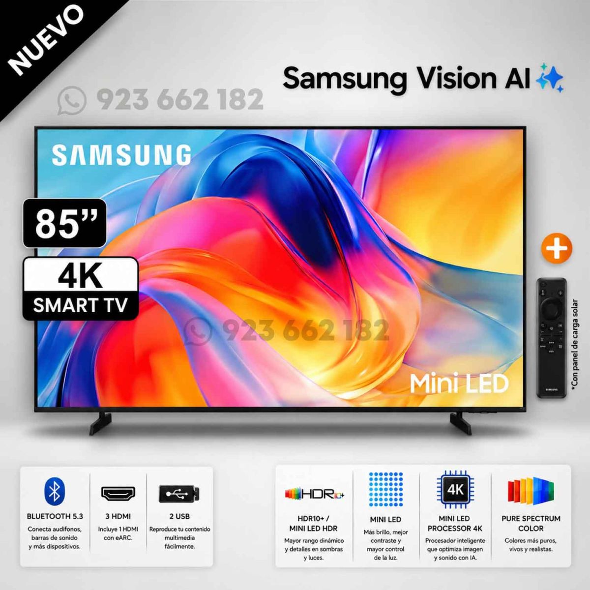 SAMSUNG - Televisor Samsung 85 Mini LED M70H 4K Samsung Vision AI Smart TV 2026