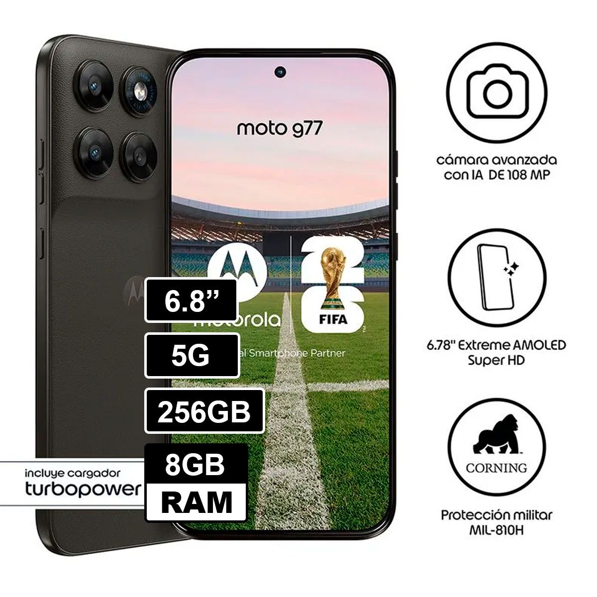 MOTOROLA - Motorola G77 8GB 256GB Negro