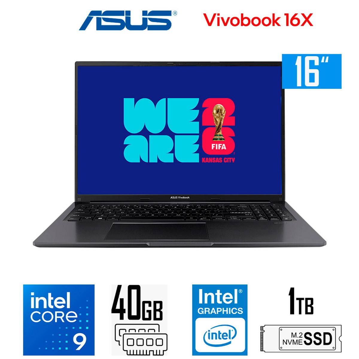 ASUS - Laptop Asus Vivobook 16X Intel Core 9-270H Intel Graphics 40gb Ram 1tb Ssd 16″ wuxga