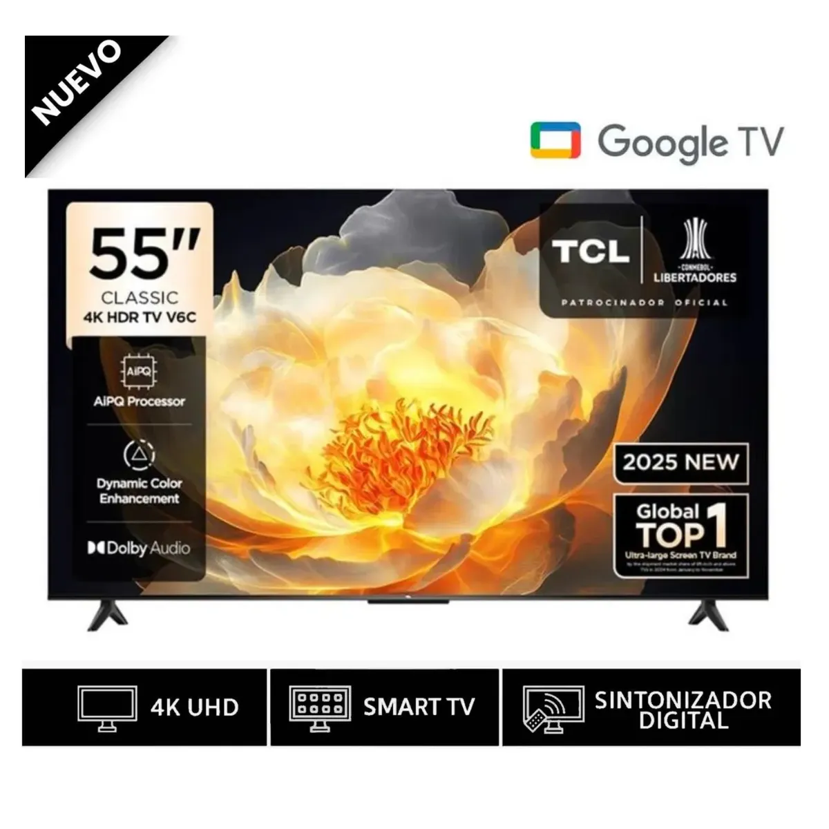 Televisor TCL 55” 4K HDR Google TV Smart TV 55V6C, marca TCL - Foto Principal