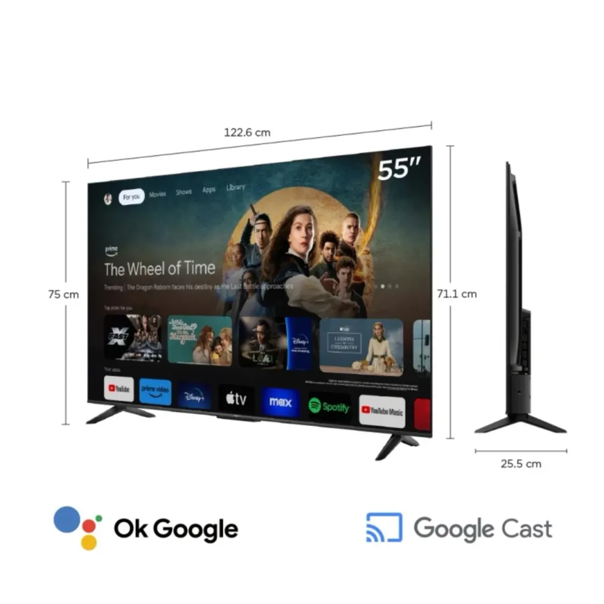 Televisor TCL 55” 4K HDR Google TV Smart TV 55V6C, marca TCL - Foto 2