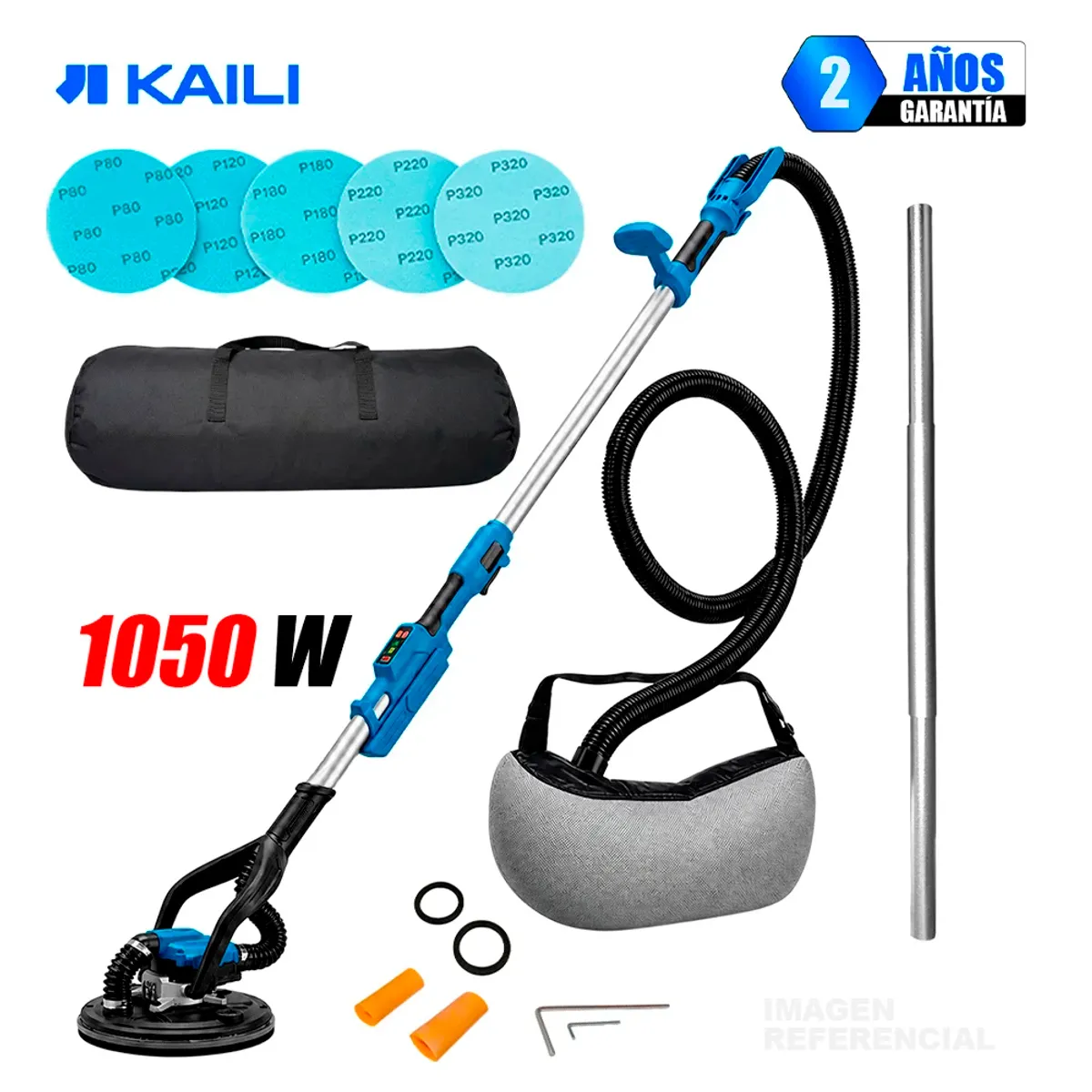 Lijadora de Pared Drywall Heavy Duty 9 '' 1050W Kaili KLJ2230B Brushless Extensión 250cm, marca KAILI - Foto Principal
