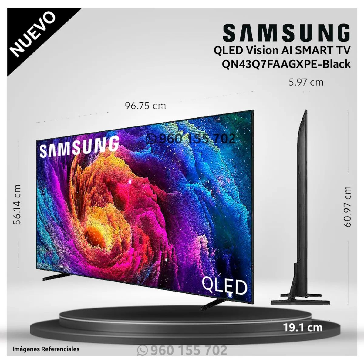 SAMSUNG - Televisor Samsung 43´´ QLED Smart UHD 4K Vision Ai QN43Q7FAAGXPE Modelo NUEVO