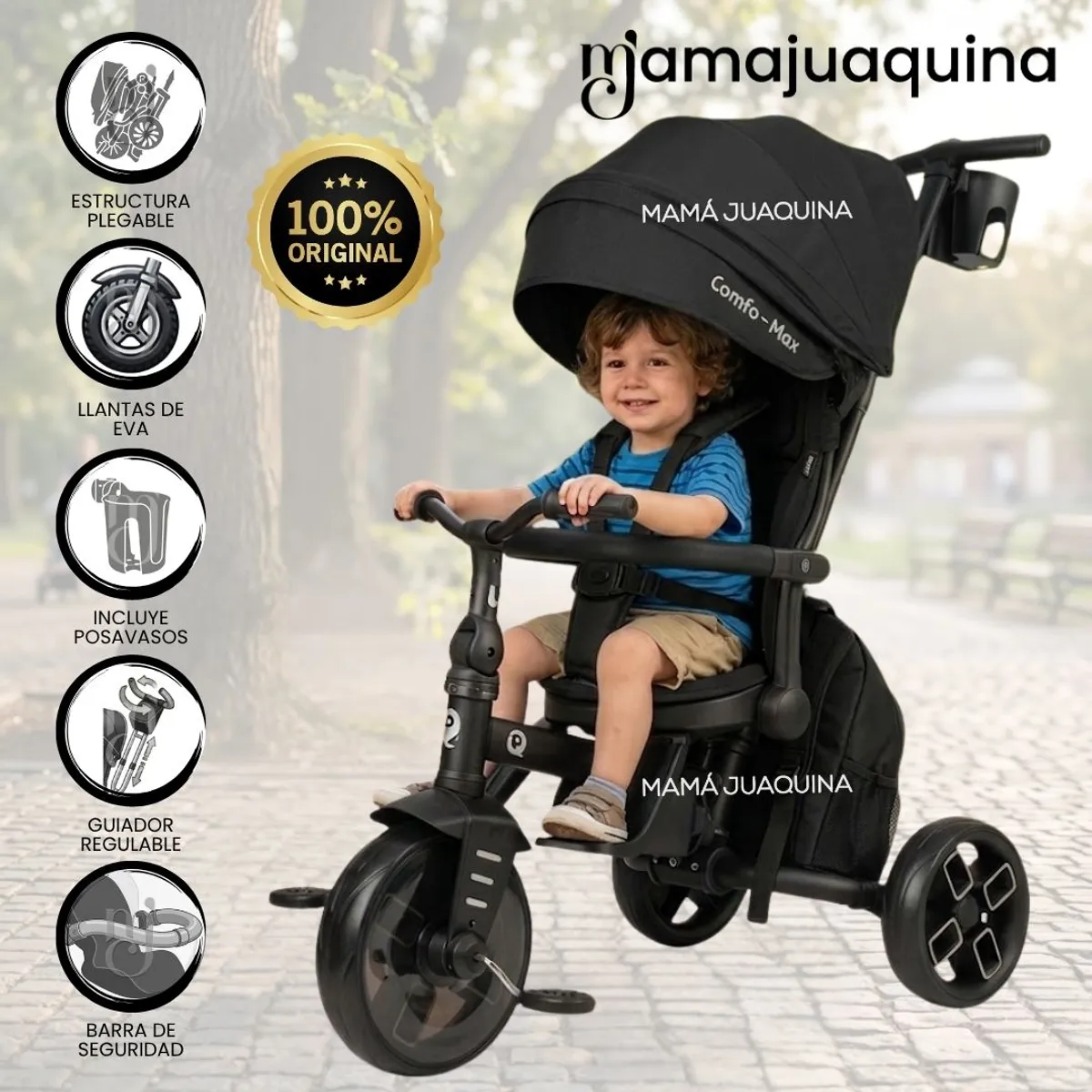 Baby - Triciclo Guiador «SHELY PLUS» para Niños con Mochila Back