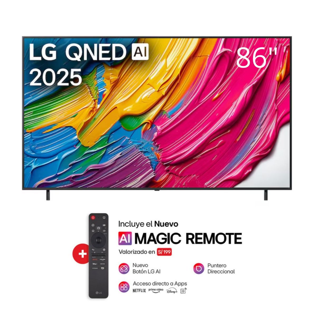 LG - Televisor LG 86 QNED Smart TV 4k ThinQ AI 86QNED80ASA