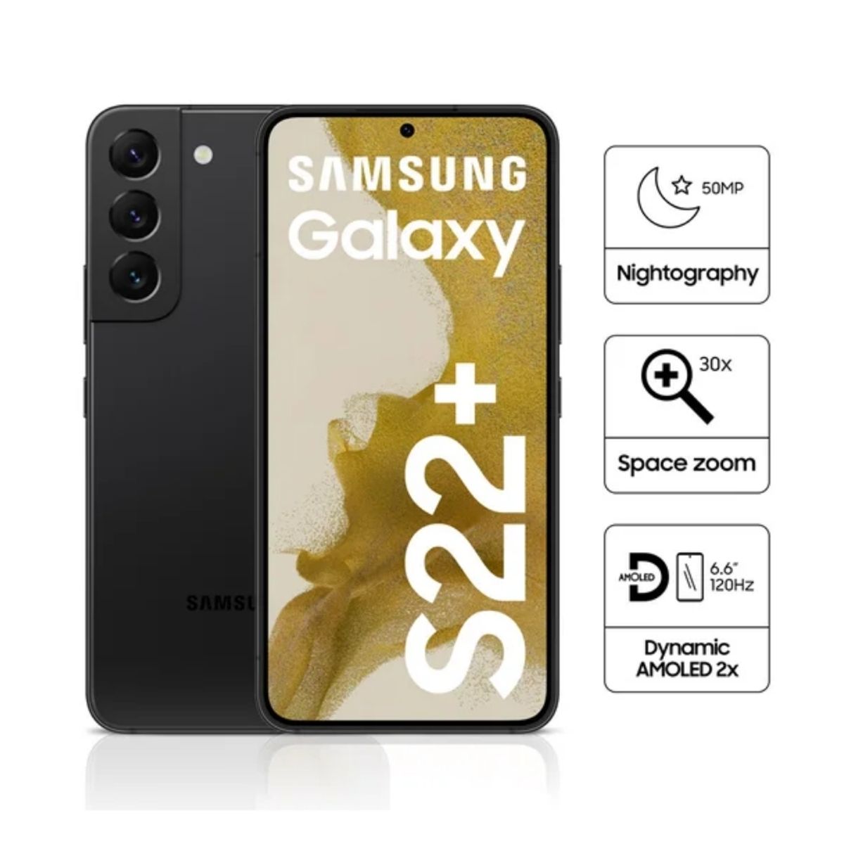 SAMSUNG - Celular Samsung Galaxy S22 Plus 5G 6.6"  Pulg. 8GB RAM 128GB Android 12 - Negro