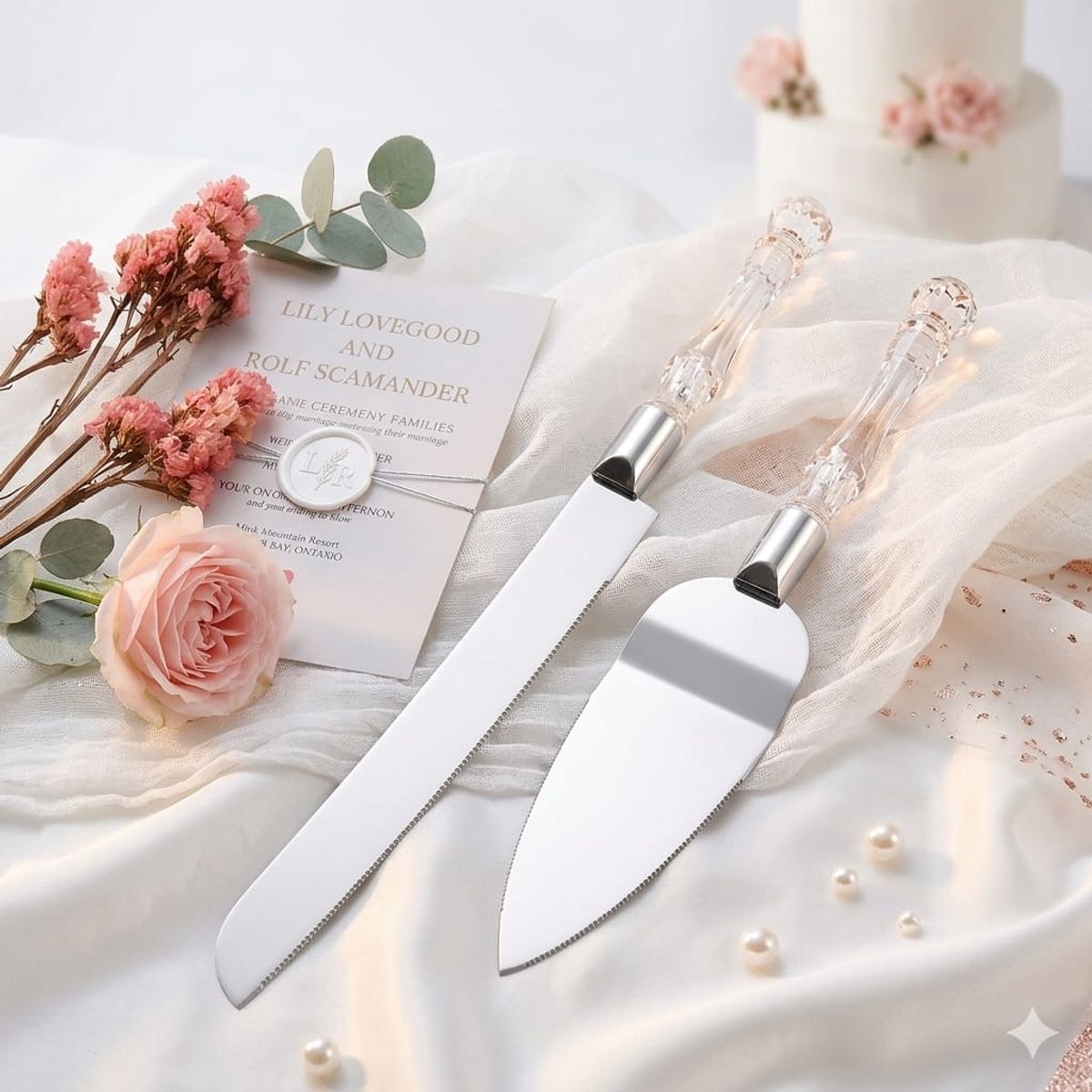 Set de cuchillo y espatula para torta acero inoxidable, marca GENERICO - Foto Principal