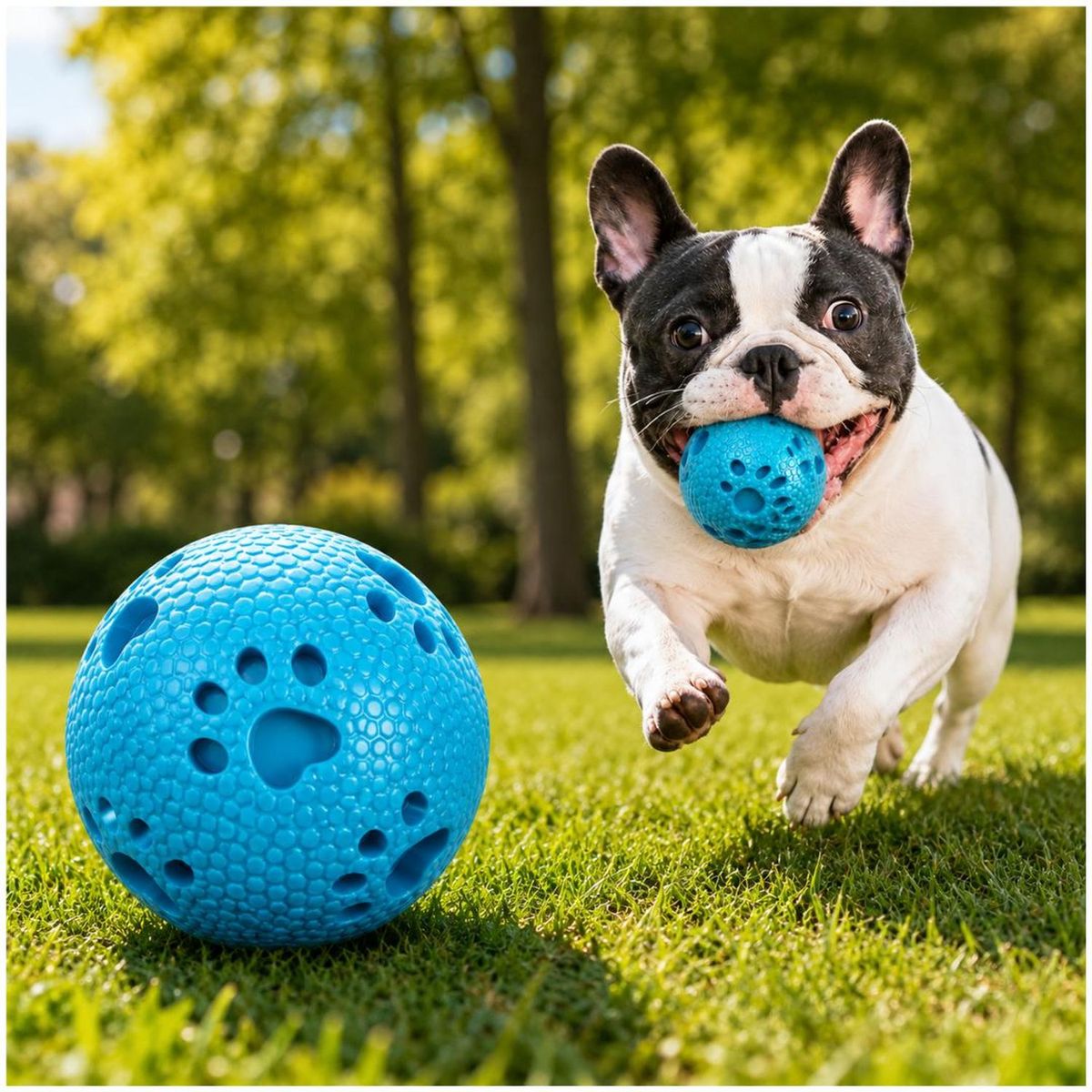GENERICO - Pelota para Perros Masticable 7.5 cm Juguete Interactivo con Textura Antiestrés - Celeste - M