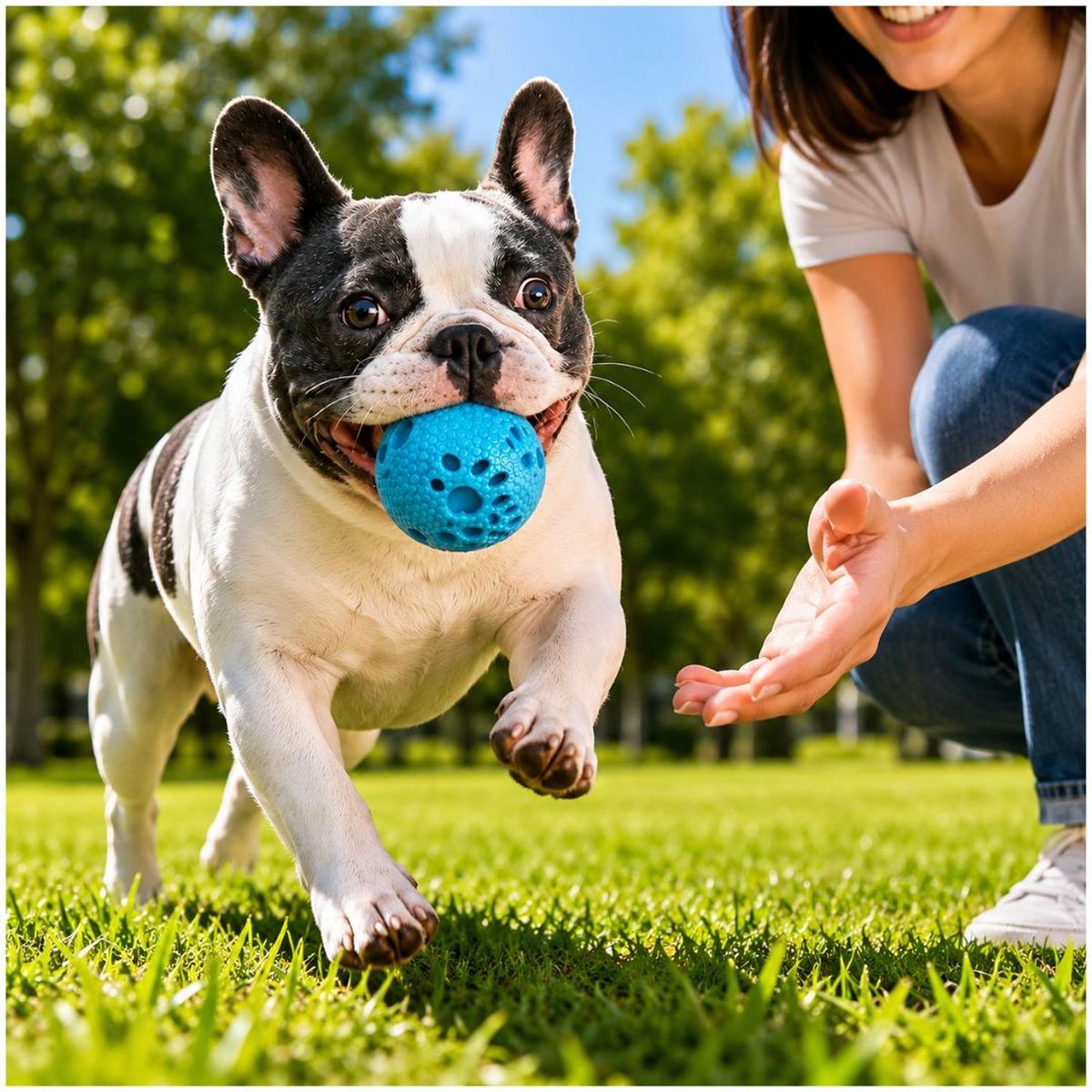 GENERICO - Pelota para Perros Masticable 7.5 cm Juguete Interactivo con Textura Antiestrés - Celeste - M