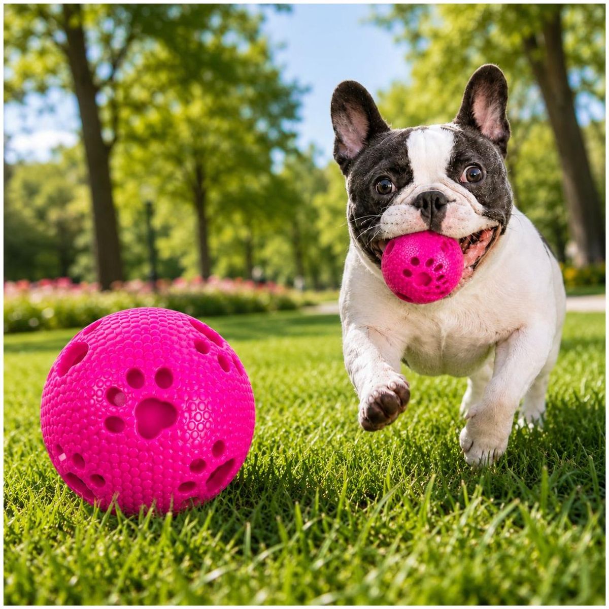 GENERICO - Pelota para Perros Masticable 7.5 cm Juguete Interactivo con Textura Antiestrés - Fucsia oscuro - M