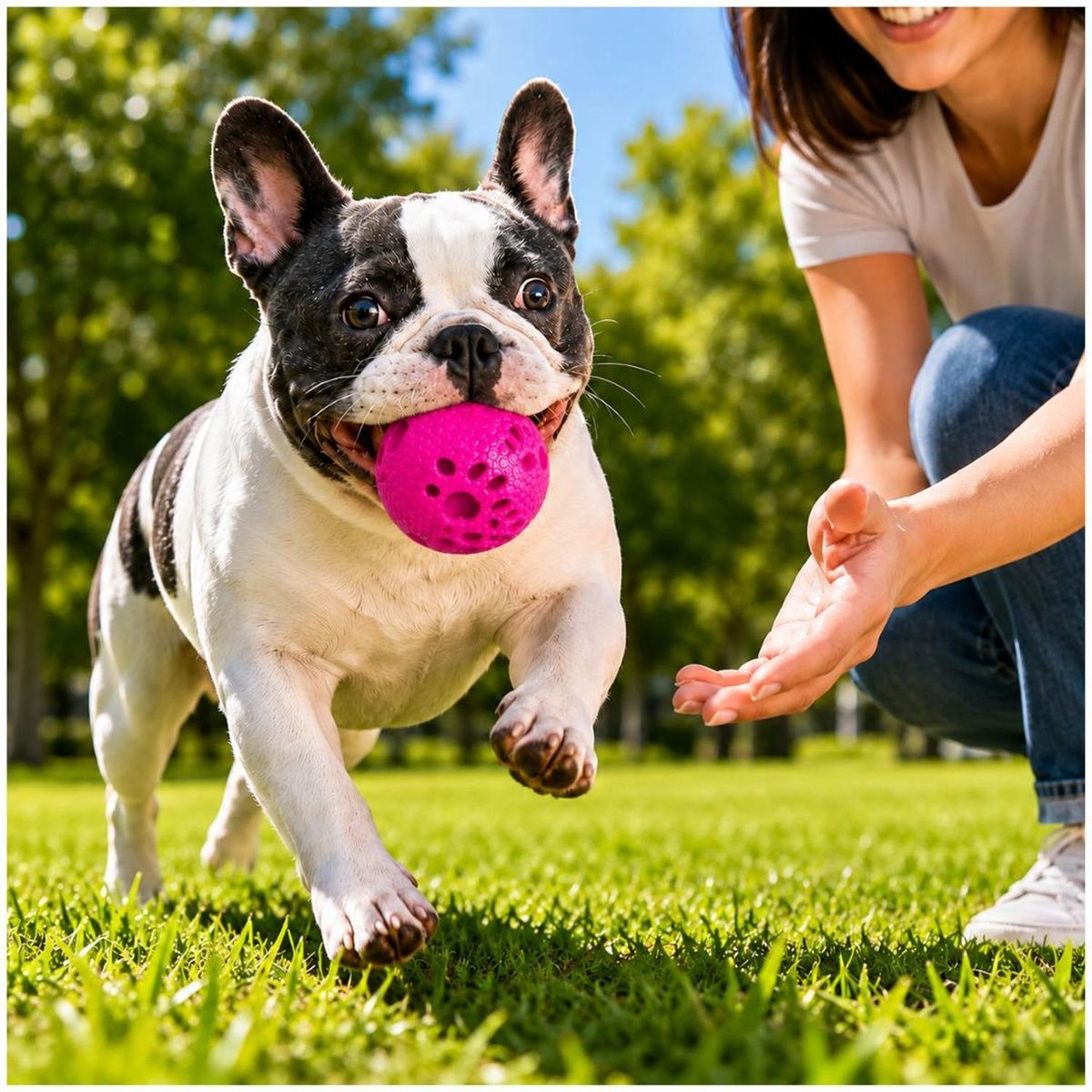GENERICO - Pelota para Perros Masticable 7.5 cm Juguete Interactivo con Textura Antiestrés - Fucsia oscuro - M