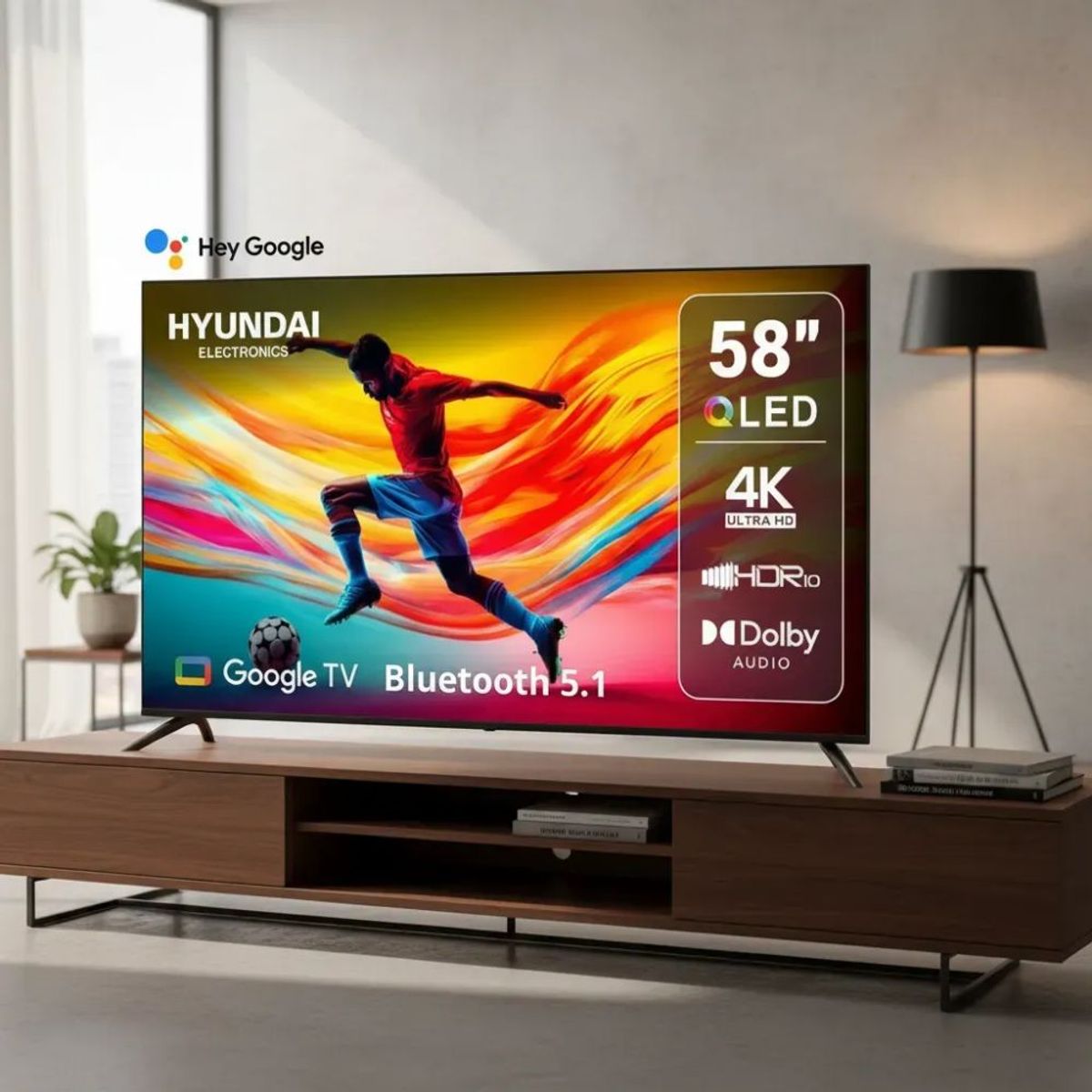 HYUNDAI - Televisor HYUNDAI QLED 58"  UHD 4K con Google TV HYLED5813QG