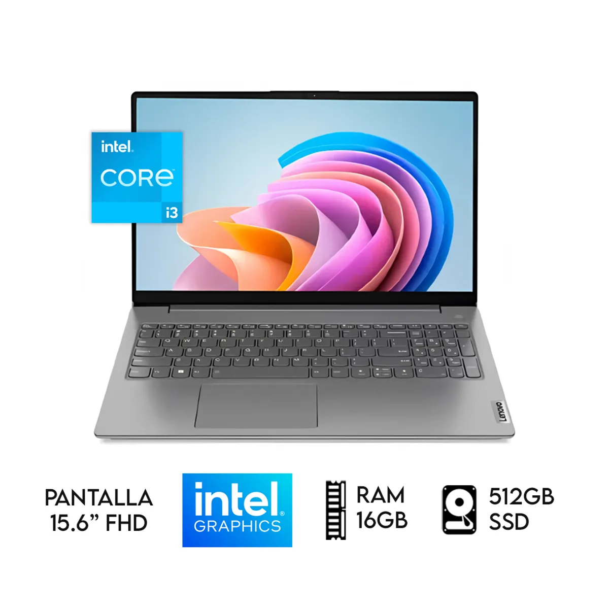 LENOVO - LAPTOP LENOVO V15 INTEL CORE i3-1315U RAM 16GB SSD 512GB 15.6″ FHD IRON GREY.