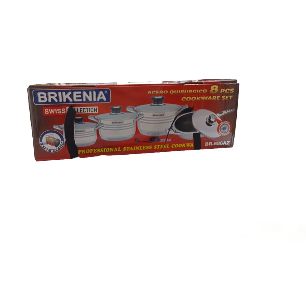 CASA BELLA - Ollas de acero  inoxidable grado quirúrgico Brikenia Original 8 Piezas