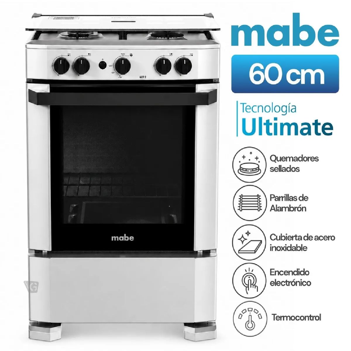 Mabe - Cocina a Gas Mabe CMP6012AG1 de 60 cm - Silver