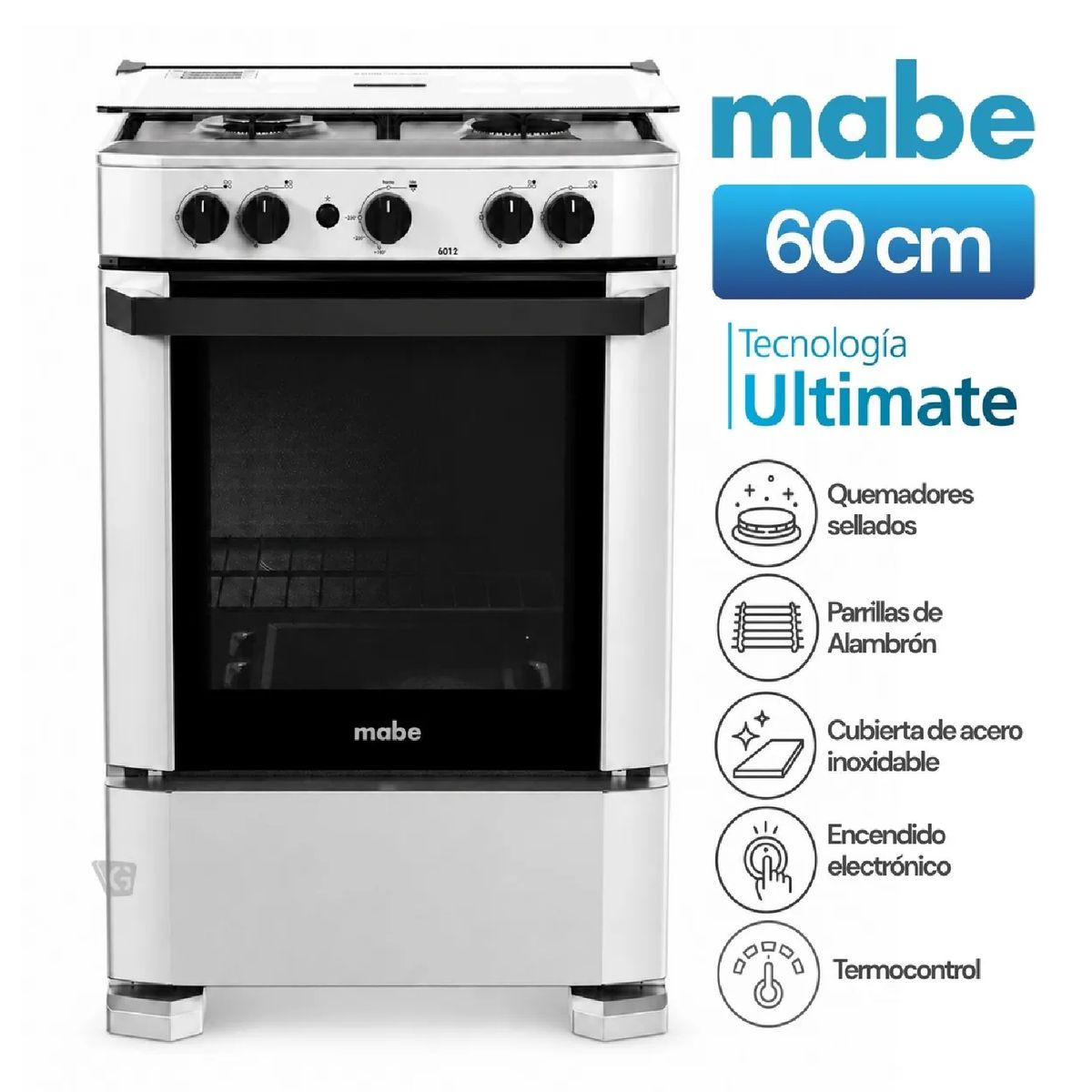 Mabe - Cocina a Gas Mabe CMP6012AG1 de 60 cm - Silver