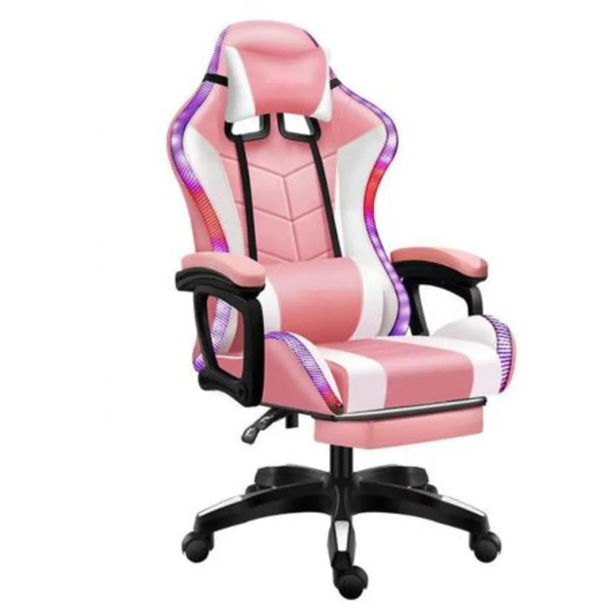 GENERICO - Silla Gamer Con Luz Rgb Reposapiés y Masajeador Lumbar Reclinable