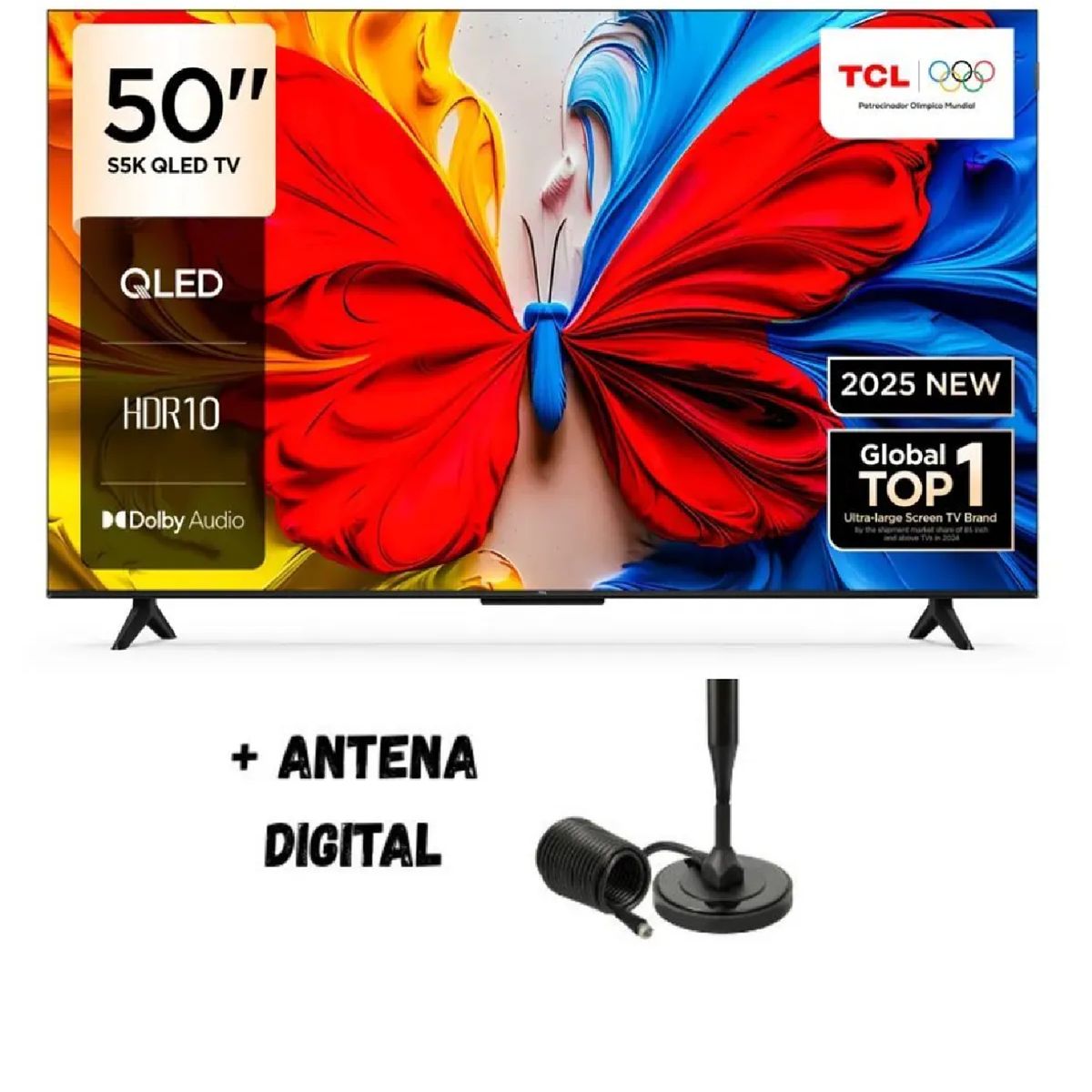 TCL - Televisor TCL QLED FHD Smart Google TV 50S5K + Antena Digital