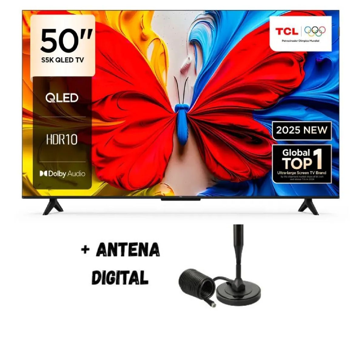 TCL - Televisor TCL QLED FHD Smart Google TV 50S5K + Antena Digital