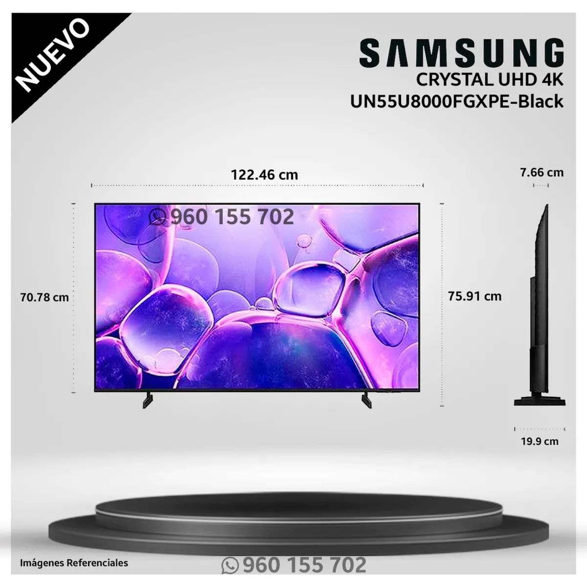 SAMSUNG - Televisor Samsung Crystal 55´´ UHD 4K Smart TV UN55U8000FGXPE Modelo Nuevo
