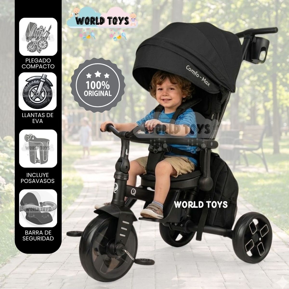 Baby - Triciclo Guiador «SHELY PLUS» para Niños con Mochila Back