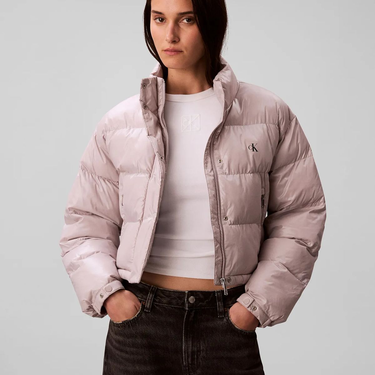 CALVIN KLEIN - CASACA SHINE CROP PUFFER JACKET CK