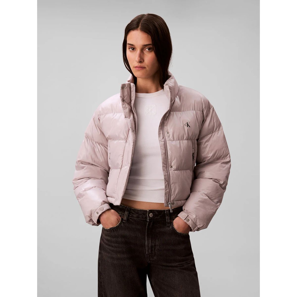CALVIN KLEIN - CASACA SHINE CROP PUFFER JACKET CK