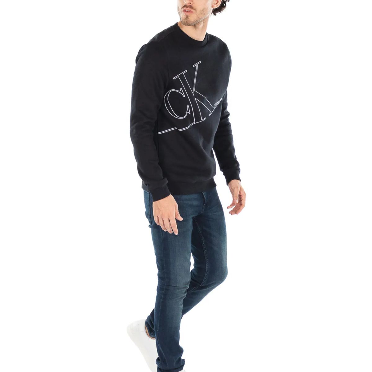 CALVIN KLEIN - SWEATSHIRT LS LINEAR MONOGRAM GRAPHIC CR CK