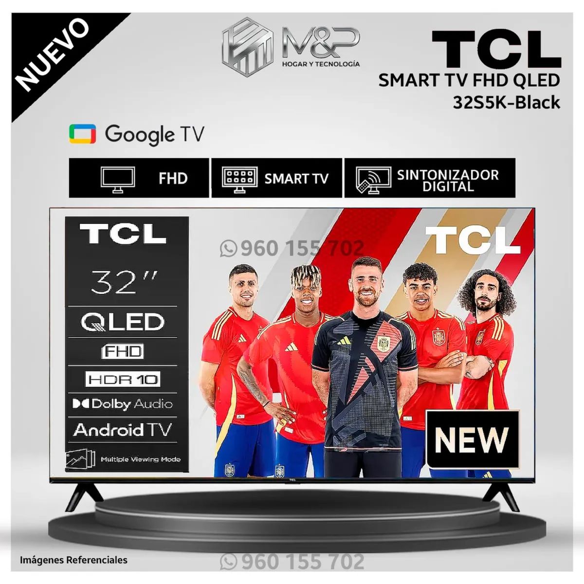 TCL - Televisor TCL QLED 32´´ FHD Smart TV 32S5K Google TV - Modelo Nuevo