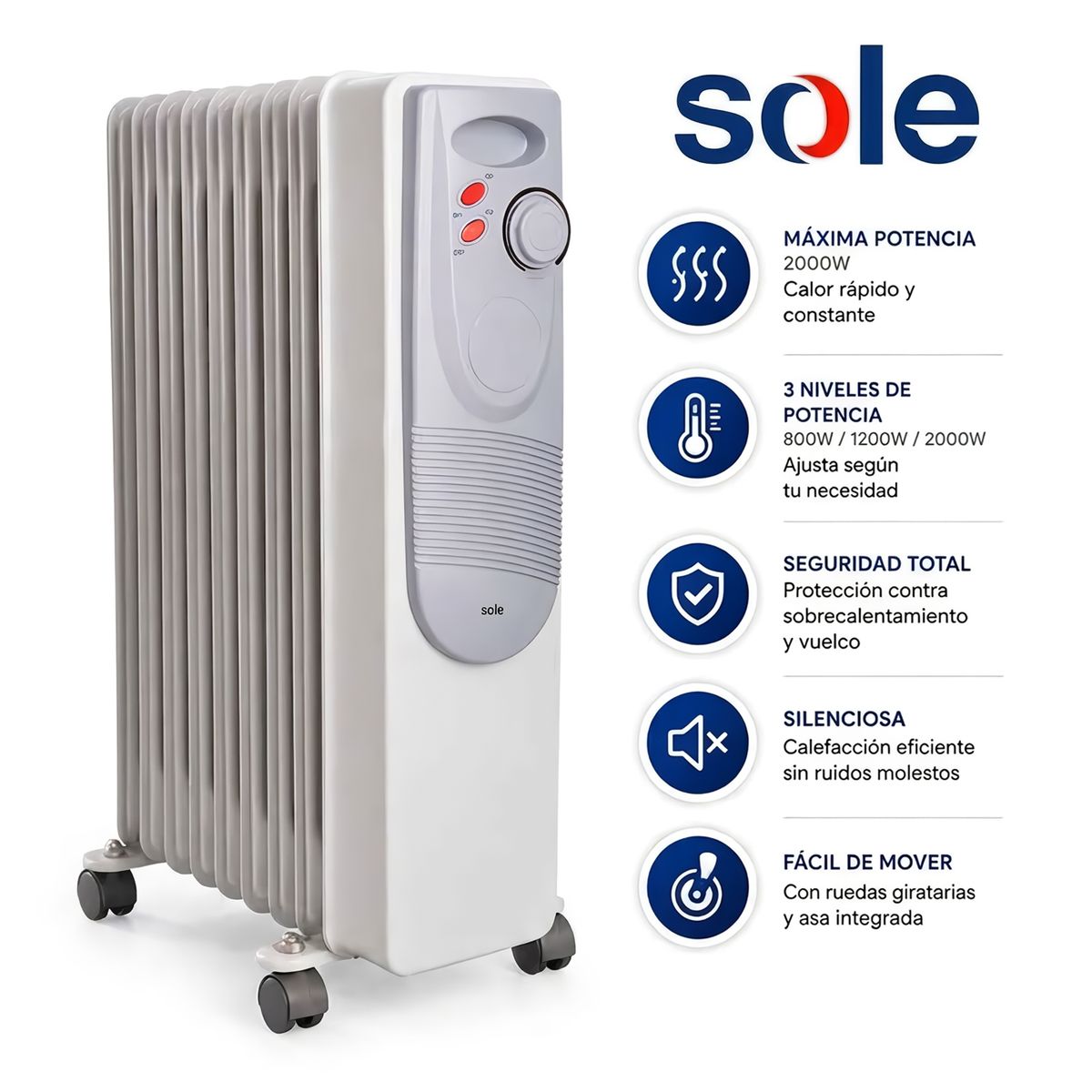 Sole - Estufa de Aceite Sole Eléctrica 9 celdas 2000W SOLE2000